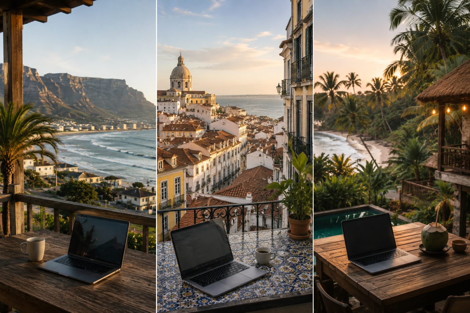 Cape Town vs Lisbon vs Bali for digital nomads in 2026 — comparing remote work lifestyle, surf culture and coastal living